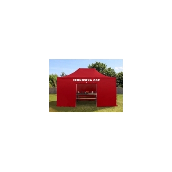 Namiot czerwony 3x6m ze ścianami bocznymi z nadrukiem na listwie