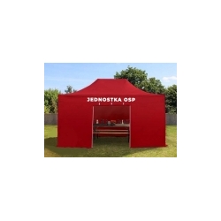 Namiot czerwony 3x6m ze ścianami bocznymi z nadrukiem na listwie